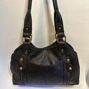 Genuine Leather Hobo Style Bag Leather Straps Magnetic Latch Unique VTG.